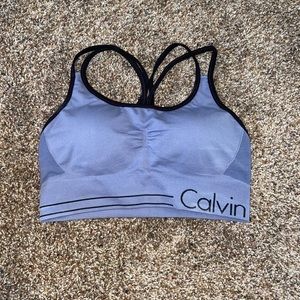 purple calvin klein performance padded sports bra